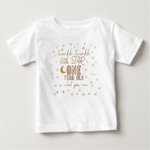 Camiseta Para Bebê Twinkle Twinkle Pequena Estrela Primeiro Aniversár