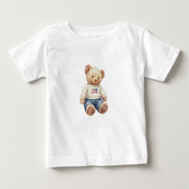 Camiseta Para Bebê Twins boy teddy bear birthday t shirt (Frente)
