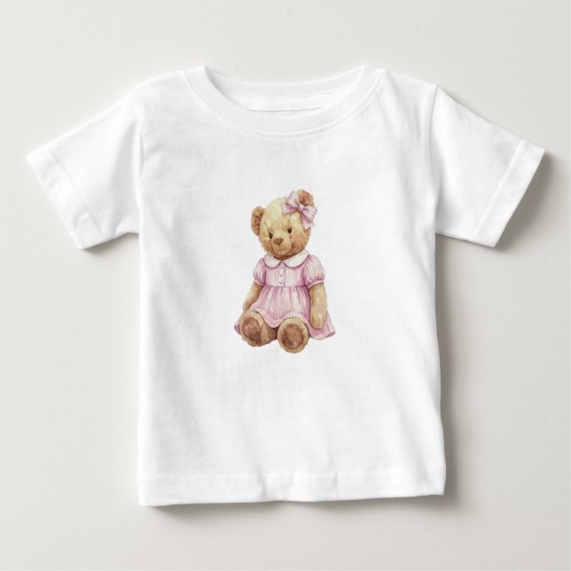 Camiseta Para Bebê Twins Girl teddy bear birthday t shirt (Frente)