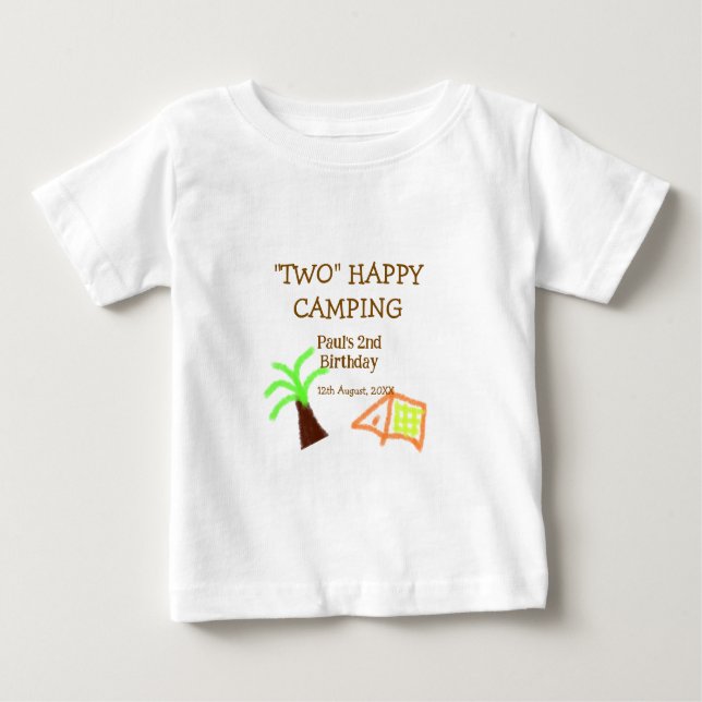 Camiseta Para Bebê Two happy camping 2nd birthday tree camp kids (Frente)