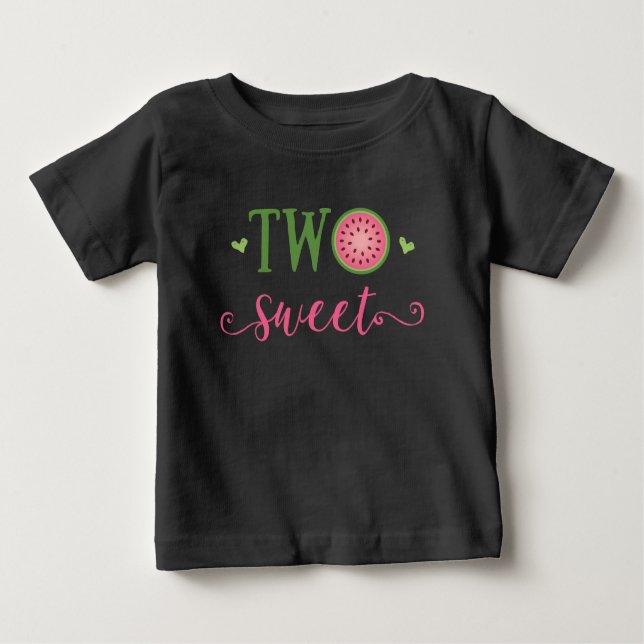 Camiseta Para Bebê Two Sweet Watermelon 2nd Birthday Outfit T-Shirt (Frente)