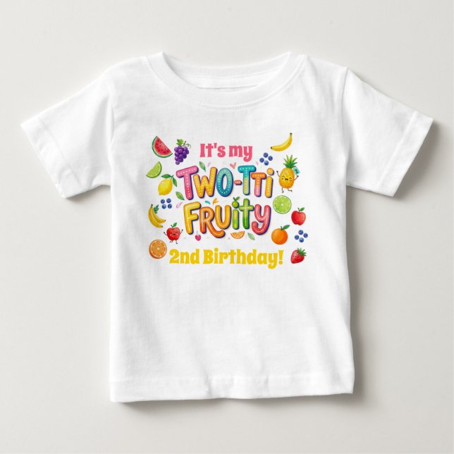 Camiseta Para Bebê Two-tti Fruity 2nd Birthday Party (Frente)