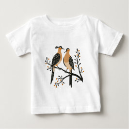 Camiseta Para Bebê Two Turtle Doves Cut-Out Stencil Retro Style 7