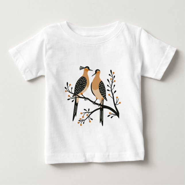 Camiseta Para Bebê Two Turtle Doves Cut-Out Stencil Retro Style 7 (Frente)