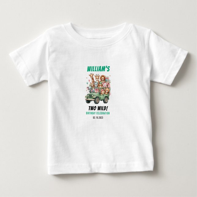 Camiseta Para Bebê Two Wild Safari Animal 2nd Birthday Party (Frente)