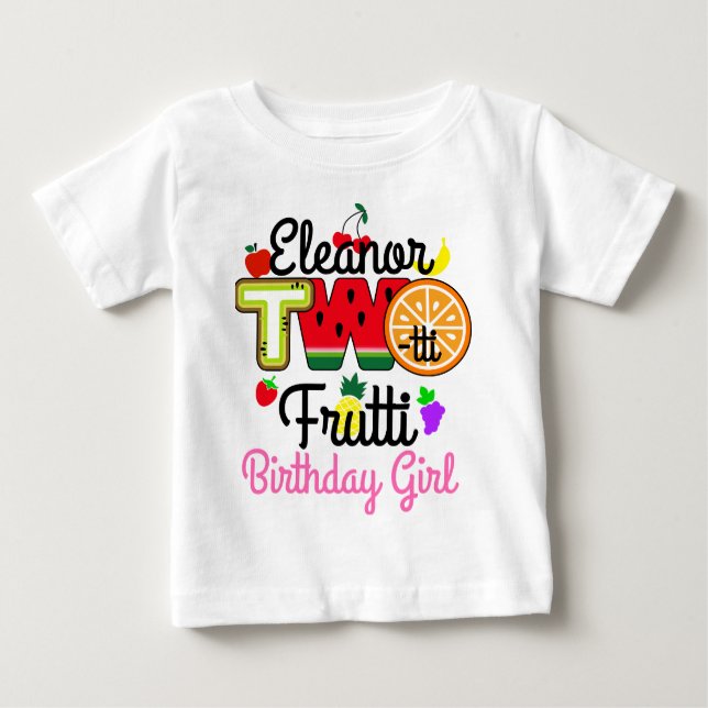 Camiseta Para Bebê Twotti Fruitti Birthday Girl Pink | Tuitti Fruity (Frente)