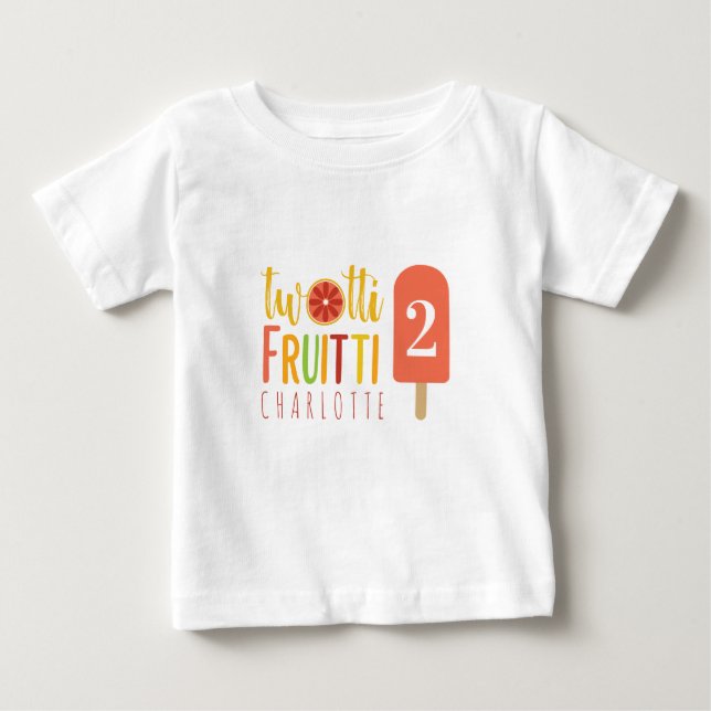 Camiseta Para Bebê Twotti Fruitti Citrus Ice Pop Segundo Aniversário (Frente)