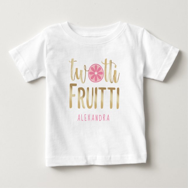 Camiseta Para Bebê Twotti Fruitti Pink Lemon Segundo Aniversário (Frente)