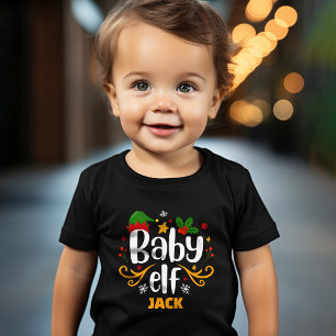 Camiseta Para Bebê Typography Baby Elf Diversão Família Combinando