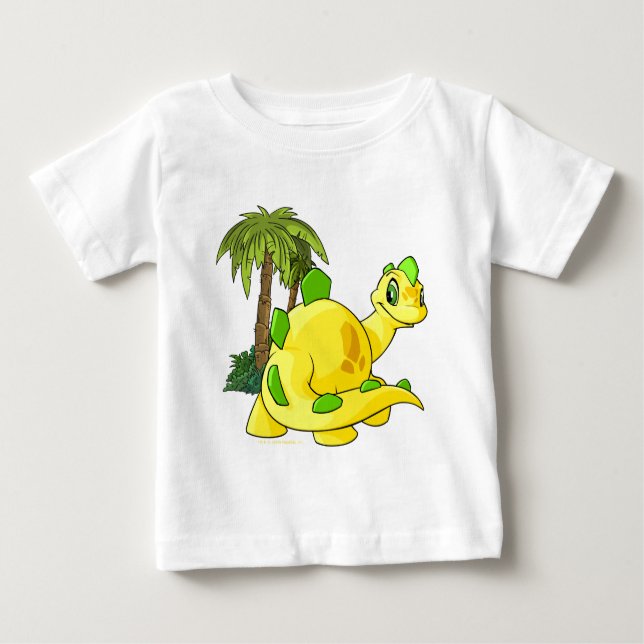 Camiseta Para Bebê Tyrannian Chomby amarelo que olha (Frente)