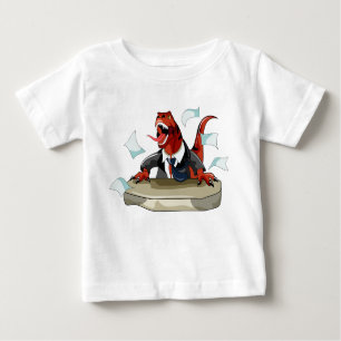 Camiseta Para Bebê Tyrannosaurus Rex Boss Sentado Em Uma Mesa.
