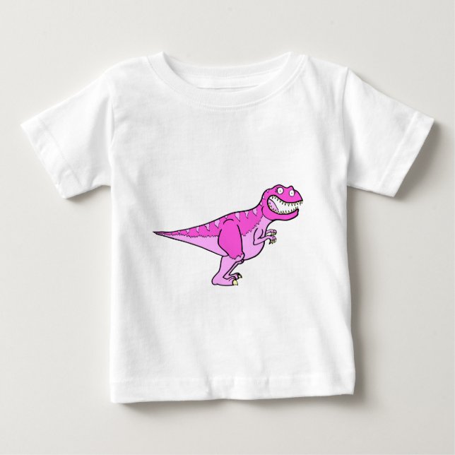 Camiseta Para Bebê Tyrannosaurus Rex rosa (Frente)