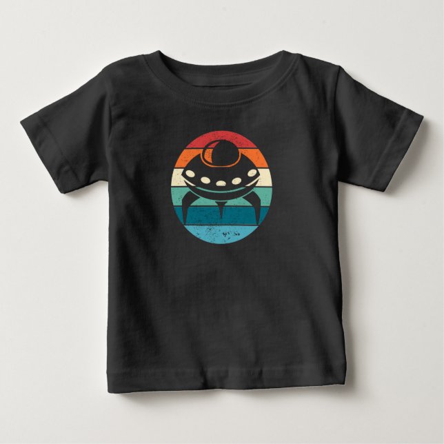 Camiseta Para Bebê UFO Retro Sunset T Shirt (Frente)