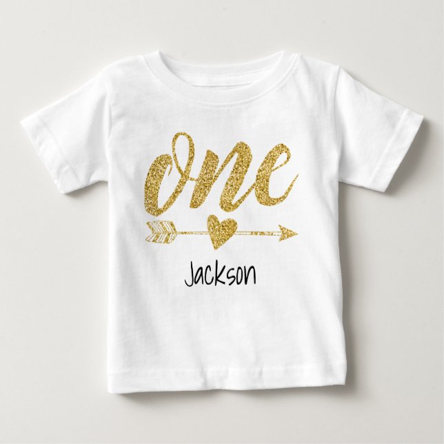 Camiseta Para Bebê Um Ano Personalizado (Frente)
