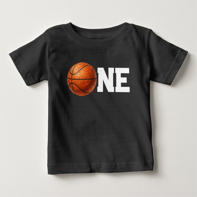 Camiseta Para Bebê Um Basquete Primeiro Aniversário (Frente)