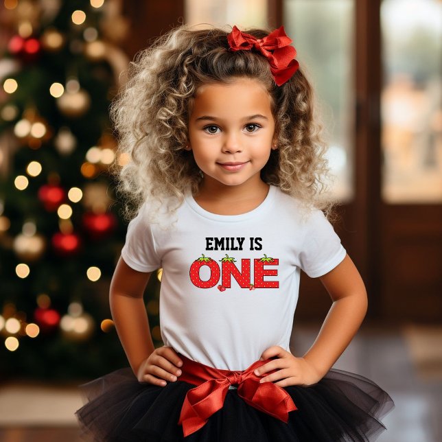 Camiseta Para Bebê Um Bebê Morango 1º Aniversário Tema Morango (Criador carregado)