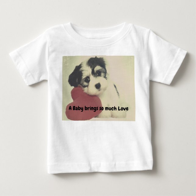 Camiseta Para Bebê Um bebê traz (Frente)