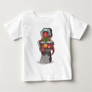 Camiseta Para Bebê Um Bebê Tyrannosaurus Rex Sentado Numa Cadeira Alt