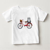 Um belo selo de animação em uma bicicleta