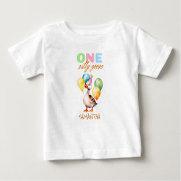 Camiseta Para Bebê Um Bobo Giro Goza do primeiro aniversario Neutro d