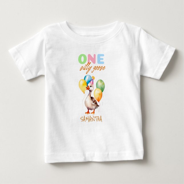 Camiseta Para Bebê Um Bobo Giro Goza do primeiro aniversario Neutro d (Frente)