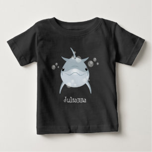Camiseta Para Bebê Um bonito e feliz desenho animado de golfinho kawa