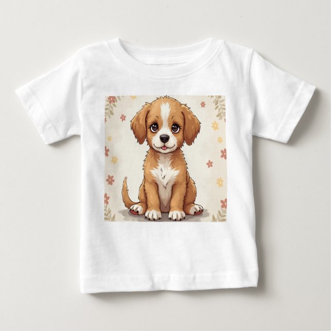 Camiseta Para Bebê um cachorrinho fofo (Frente)