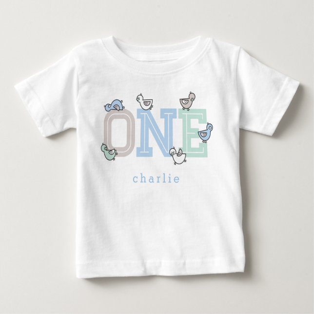 Camiseta Para Bebê Um Cachorro Branco Azul Patos De Bebê (Frente)