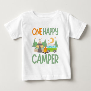 Camiseta Para Bebê um campista feliz, primeiro aniversário, T-Shirt 