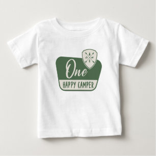 Camiseta Para Bebê UM campista feliz, Um Primeiro Aniversário, Flores