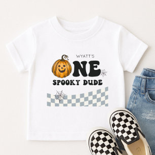 Camiseta Para Bebê Um Cara Assustador Aniversário de 1 ano no Hallowe