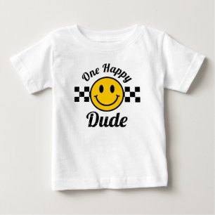 Camiseta Para Bebê Um Cara Feliz Rosto Sorriso Amarelo Aniversário Co
