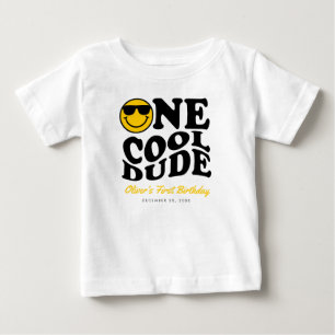 Camiseta Para Bebê Um cara Legal, cara, sorria o primeiro aniversario
