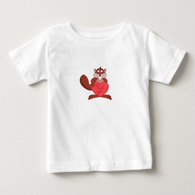 Camiseta Para Bebê Um castor apaixonado (Frente)