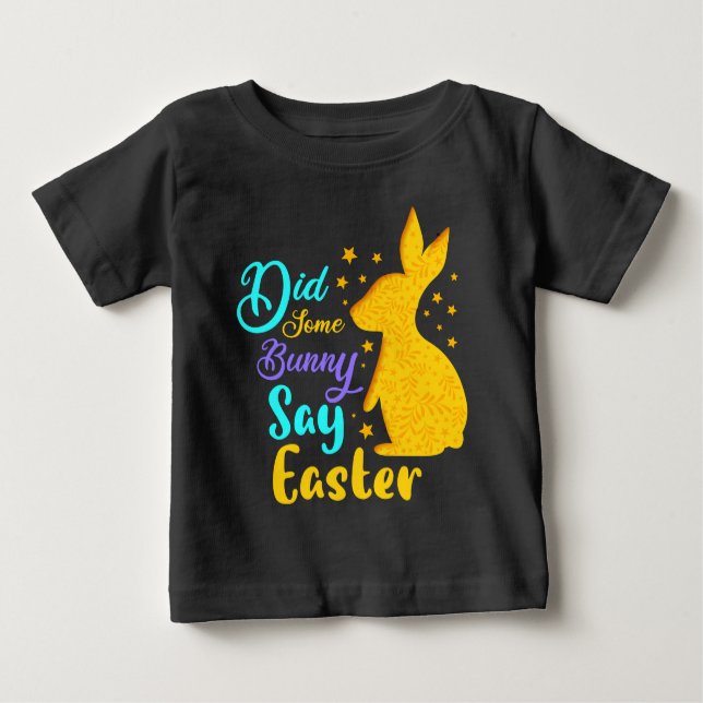 Camiseta Para Bebê Um Coelhinho Disse Páscoa (Frente)