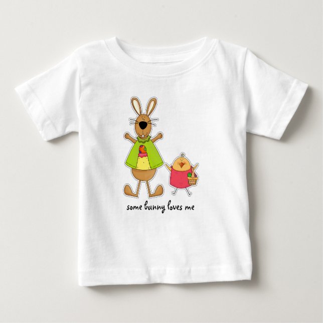 Camiseta Para Bebê Um Coelhinho Me Ama. Presente De Páscoa (Frente)