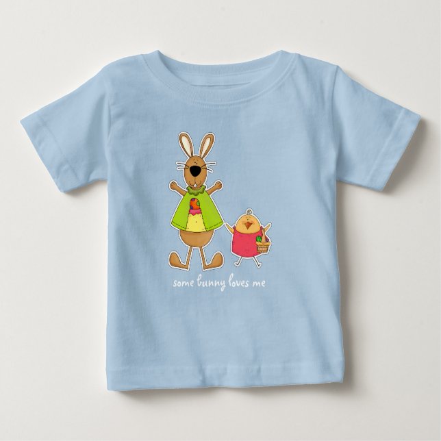 Camiseta Para Bebê Um Coelhinho Me Ama. Presente De Páscoa (Frente)