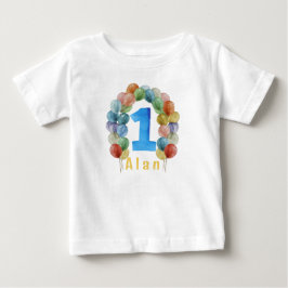 Camiseta Para Bebê UM com camiseta de bebê fofo de balão