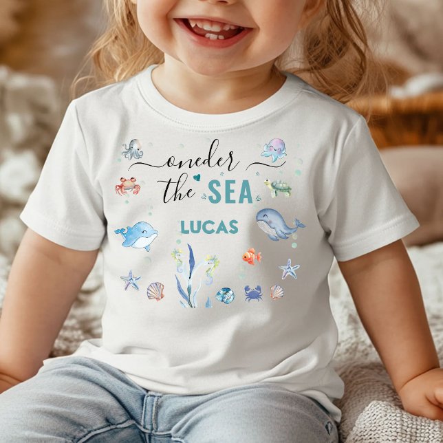 Camiseta Para Bebê um-der sob o mar Aniversário de 1 ano (oneder the sea whale sea life party underwater whale ocean animals 1st birthday summer narwhal beach)