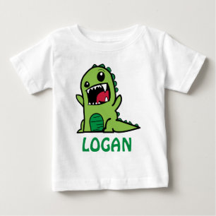 Camiseta Para Bebê Um desenho animado de dinossauros com nome