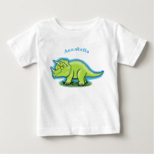 Camiseta Para Bebê Um desenho animado de dinossauros triceratops verd