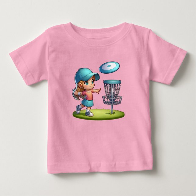 Camiseta Para Bebê Um desenho animado de golfe para garotinha (Frente)