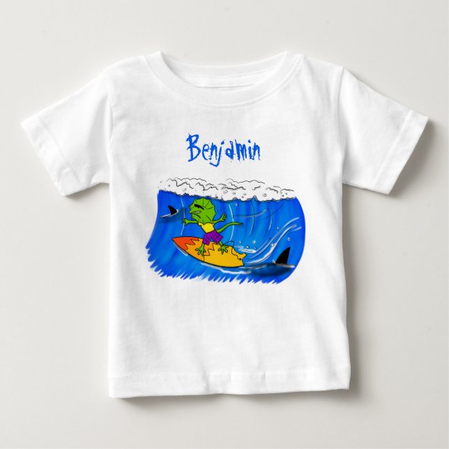 Camiseta Para Bebê Um desenho animado de lagarto-do-pescoço (Frente)