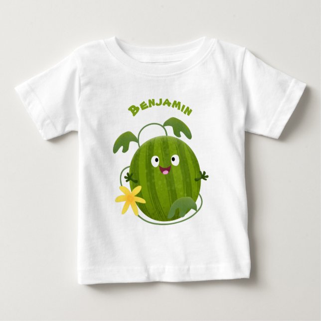 Camiseta Para Bebê Um desenho animado de melancia feliz e bonito (Frente)