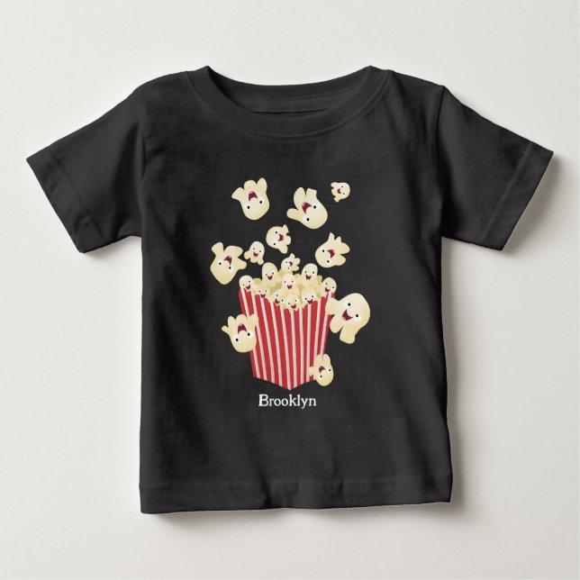 Camiseta Para Bebê Um desenho animado de pipoca (Frente)