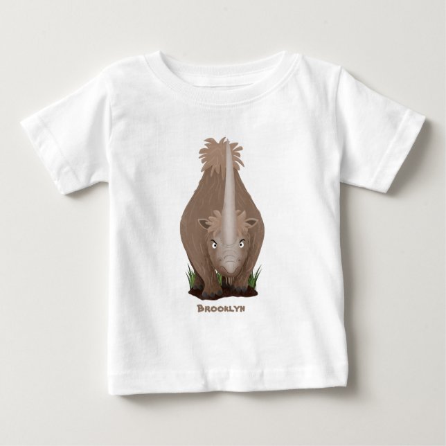 Camiseta Para Bebê Um desenho animado de Rinoceronte elasmotherium (Frente)