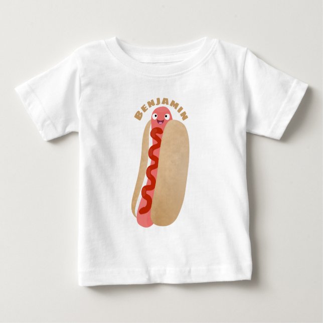 Camiseta Para Bebê Um desenho animado e engraçado de Weiner (Frente)