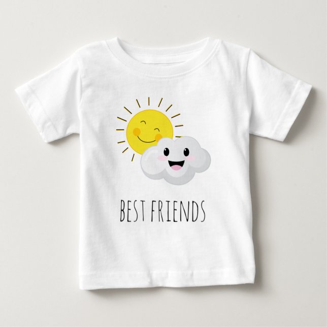 Camiseta Para Bebê Um desenho animado sobre o sol e a nuvem (Frente)