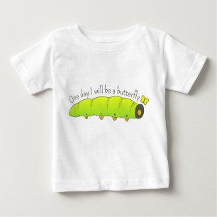 Camiseta Para Bebê Um dia serei uma lagarta de borboletas