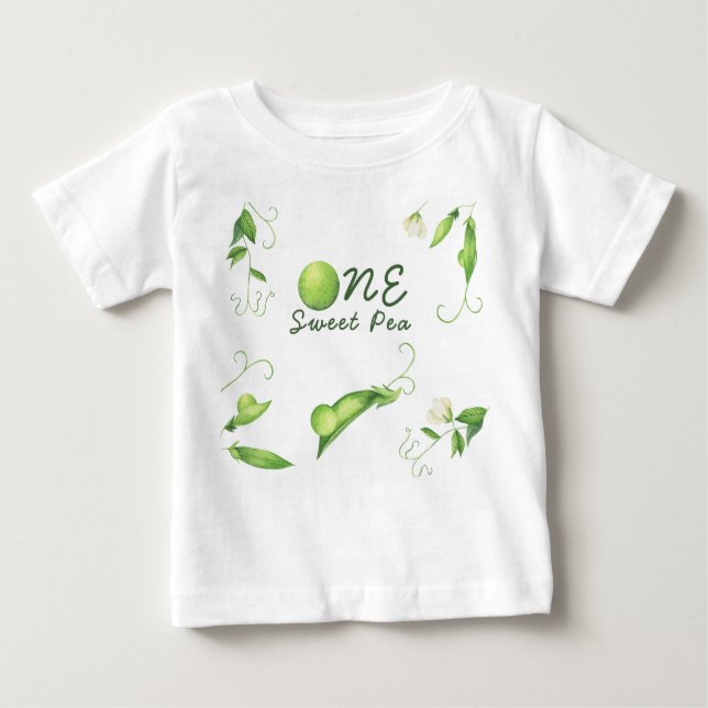 Camiseta Para Bebê Um Doce Ervilha Primeiro Aniversário (Frente)